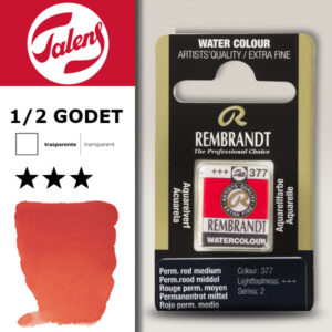 377 - Rosso Permanente Medio Acquerello 1/2 Godet Rembrandt Aquarel Talens