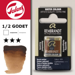 409 - Terra Ombra Bruciata Acquerello 1/2 Godet Rembrandt Aquarel Talens