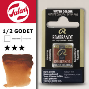 411 - Terra siena Bruciata Acquerello 1/2 Godet Rembrandt Aquarel Talens