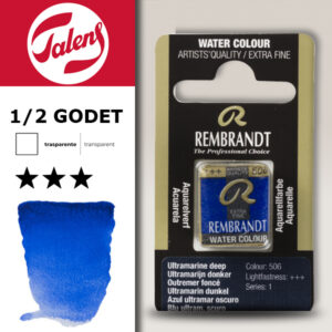 506 - Blu Oltreamare Scuro Acquerello 1/2 Godet Rembrandt Aquarel Talens