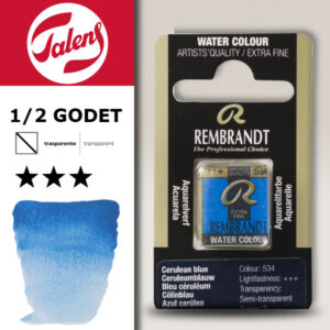 534 - Blu Ceruleo Acquerello 1/2 Godet Rembrandt Aquarel Talens