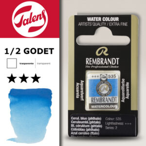 535 - Blu Ceruleo Ftalo Acquerello 1/2 Godet Rembrandt Aquarel Talens