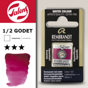 567 - Violetto Rossastro Permanente Acquerello 1/2 Godet Rembrandt Aquarel Talens
