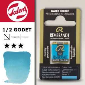 586 - Blu Cobalto Turchese Acquerello 1/2 Godet Rembrandt Aquarel Talens