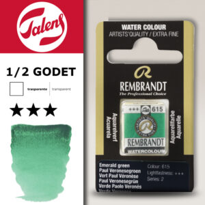 615 - Verde P.Veronese Acquerello 1/2 Godet Rembrandt Aquarel Talens