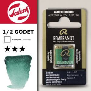 616 - Viridian Acquerello 1/2 Godet Rembrandt Aquarel Talens