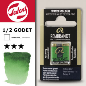 662 - Verde Permanente Acquerello 1/2 Godet Rembrandt Aquarel Talens