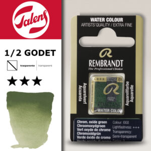 668 - Verde Ossido Cromo Acquerello 1/2 Godet Rembrandt Aquarel Talens