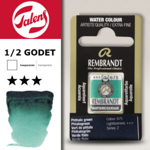 675 - Verde Ftalo Acquerello 1/2 Godet Rembrandt Aquarel Talens