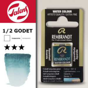 682 - Verde Cobalto Turchese Acquerello 1/2 Godet Rembrandt Aquarel Talens