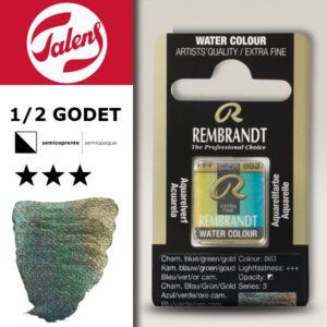 863 - Chamel Blu Verde Oro Acquerello 1/2 Godet Rembrandt Aquarel Talens