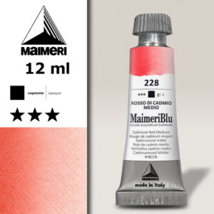 228 - Rosso Di Cadmio Medio Colori ad  Acquerello 12 ML Maimeri Blu