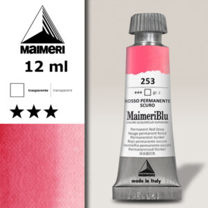 253 - Rosso Permanente Scuro Colori ad  Acquerello 12 ML Maimeri Blu