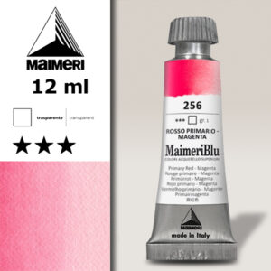 256 - Rosso Primario Magenta Colori ad  Acquerello 12 ML Maimeri Blu