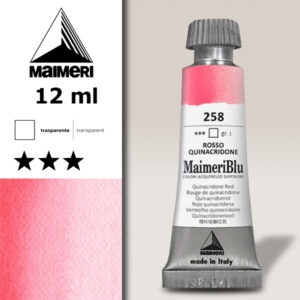 258 - Rosso Quinacridone Tiziano Colori ad  Acquerello 12 ML Maimeri Blu