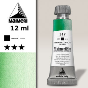 317 - Verde Di Cobalto Scuro Colori ad  Acquerello 12 ML Maimeri Blu