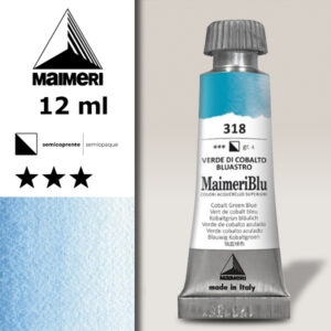 318 - Verde Di Cobalto Bluastro Colori ad  Acquerello 12 ML Maimeri Blu