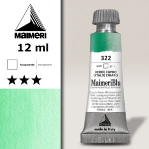 322 - Verde Cupro Chiaro Colori ad  Acquerello 12 ML Maimeri Blu