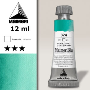 324 - Verde Cupro Scuro Colori ad  Acquerello 12 ML Maimeri Blu