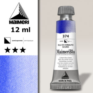 374 - Blu Di Cobalto Scuro Colori ad  Acquerello 12 ML Maimeri Blu