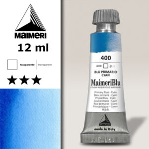 400 - Blu Primario Cyan Colori ad  Acquerello 12 ML Maimeri Blu