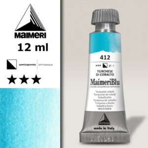 412 - Turchese Di Cobalto Colori ad  Acquerello 12 ML Maimeri Blu