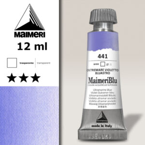441 - Oltremare Violetto Bluastro Colori ad  Acquerello 12 ML Maimeri Blu