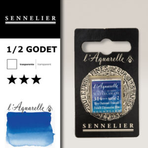 S050 - 314 - Blu oltremare francese Colori Acquerello Extra Fine L'Aquarelle 1/2 Godet Sennelier