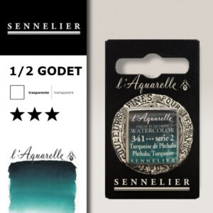 S060 - 341 - Turchese ftalo Colori Acquerello Extra Fine L'Aquarelle 1/2 Godet Sennelier