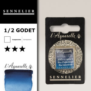 S046 - 395 - Blu indantrene Colori Acquerello Extra Fine L'Aquarelle 1/2 Godet Sennelier