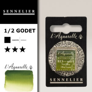 S071 - 813 - Verde oliva Colori Acquerello Extra Fine L'Aquarelle 1/2 Godet Sennelier
