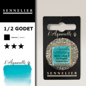 S058 - 843 - Verde turchese Colori Acquerello Extra Fine L'Aquarelle 1/2 Godet Sennelier