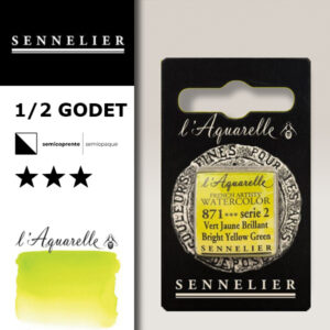 S073 - 871 - Verde giallo brillante Colori Acquerello Extra Fine L'Aquarelle 1/2 Godet Sennelier