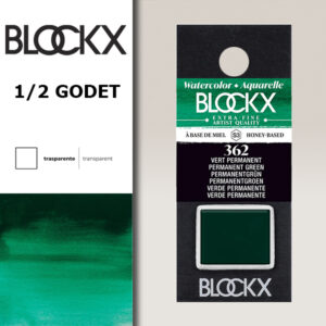 BX000 - 362 - Verde Permanente S3 Colore Acquerello Extra Fine 1/2 Godet BLOCKX