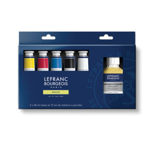 Set 5 Tubi da 75 ML Olio Fine + Medium per dipingere Brillante Lefranc Bourgeois