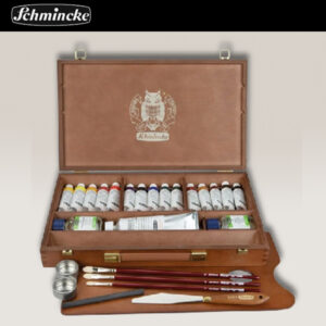 Cassetta Legno 10 Tubi da 35 ML + Tubo da 150 ML Bianco + Accessori e Medium Olio Extra Fine Mussini Schmincke