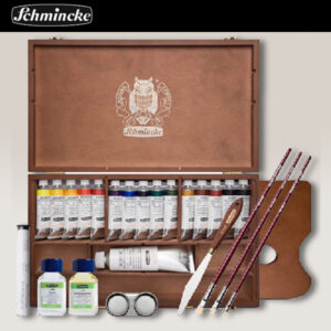 Cassetta Legno 15 Tubi da 35 ML + Tubo da 150 ML Bianco + Accessori Olio Extra Fine Mussini Schmincke