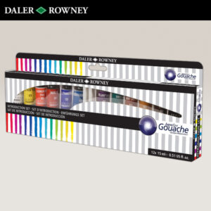 005 - Gouache Starter Kit Set, 12 Tubetti Tempera 12 ML + 3 Pennelli + 1 Tela Daler Rowney