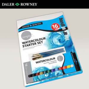 Watercolour Starter Kit Set 12 Tubetti da 12 ML Acquerello + 3 Pennelli + 1 Tela Daler Rowney